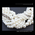 Handmade Weave Beads Pearl Twisted Statement Collar Necklace